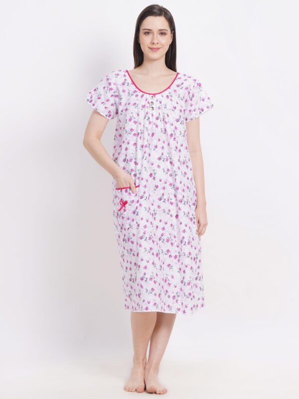 Breezly Long Short Calf Length Pure Cotton Nighty Multicolour - Image 3