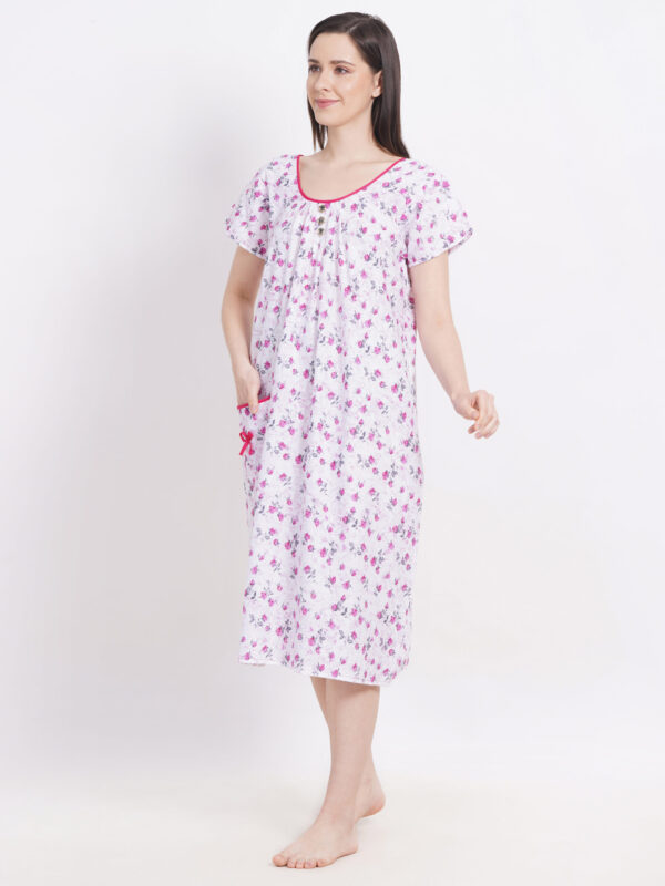 Breezly Long Short Calf Length Pure Cotton Nighty Multicolour - Image 4