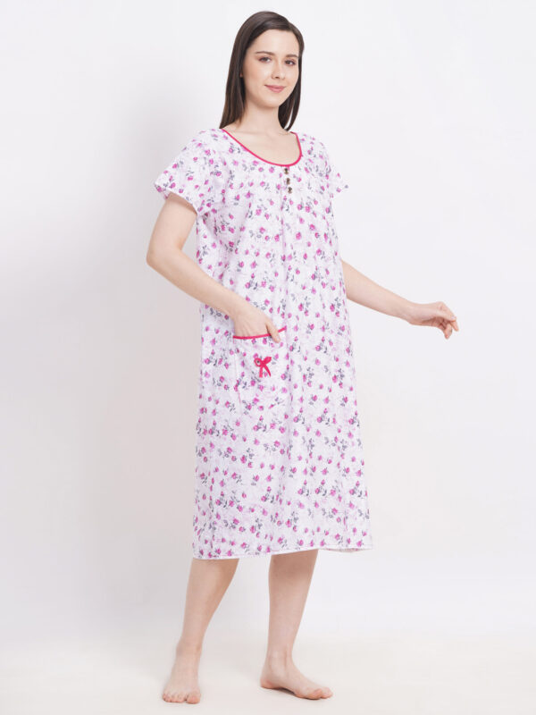 Breezly Long Short Calf Length Pure Cotton Nighty Multicolour - Image 5