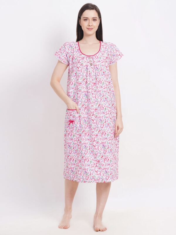 Breezly Woman's Long Short Calf Length Pure Cotton Nighty Multicolour - Image 3