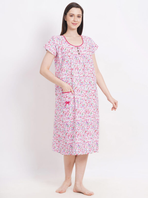 Breezly Woman's Long Short Calf Length Pure Cotton Nighty Multicolour - Image 5