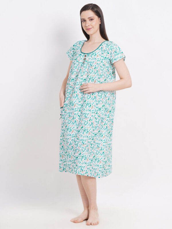 Breezly Woman's Long Short Calf Length Pure Cotton Nighty Multicolour - Image 3