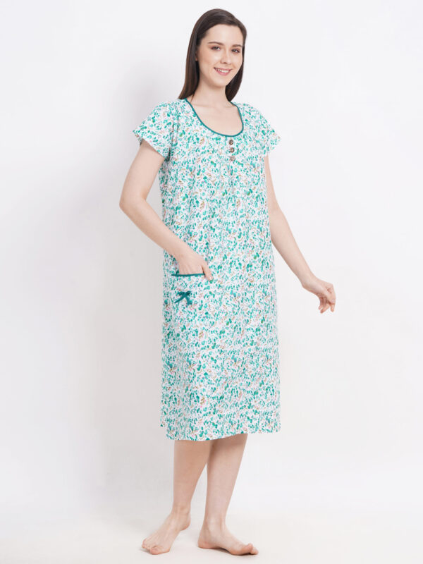 Breezly Woman's Long Short Calf Length Pure Cotton Nighty Multicolour - Image 4
