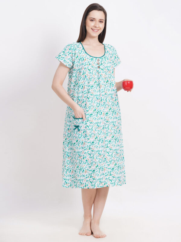 Breezly Woman's Long Short Calf Length Pure Cotton Nighty Multicolour - Image 5