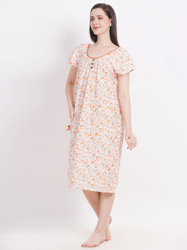 Breezly Woman's Long Short Calf Length Pure Cotton Nighty Multicolour - Image 3