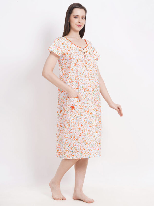 Breezly Woman's Long Short Calf Length Pure Cotton Nighty Multicolour - Image 4