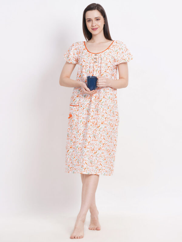Breezly Woman's Long Short Calf Length Pure Cotton Nighty Multicolour - Image 5