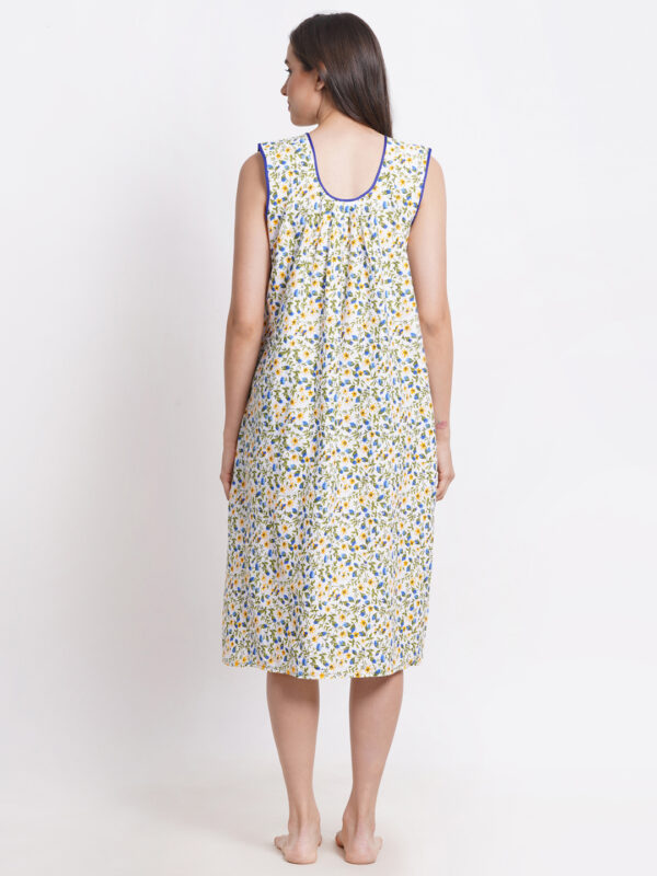 Woman Printed Sleeveless Mini Short Nighty Pure Cotton (Floral) - Image 2