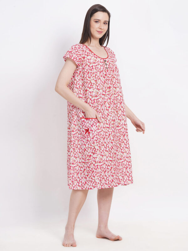 Breezly Woman's Long Short Calf Length Pure Cotton Nighty Multicolour - Image 4