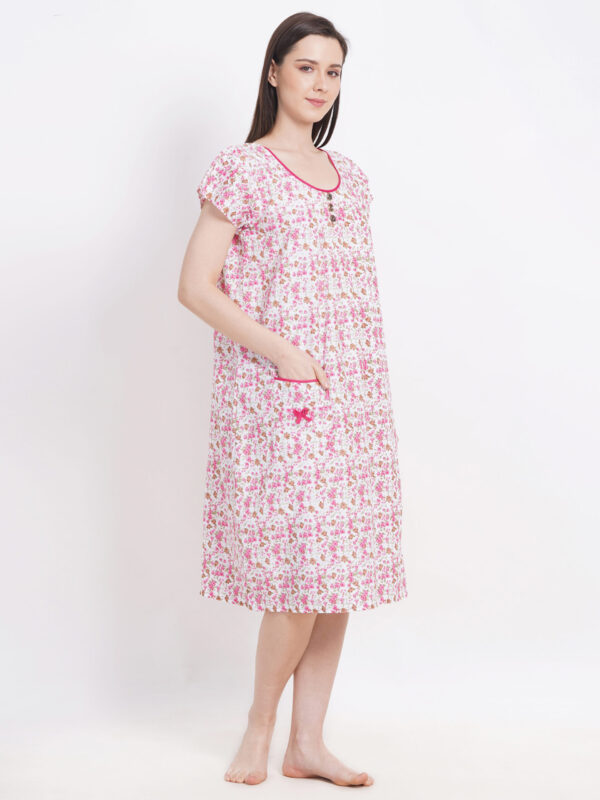 Breezly Woman's Long Short Calf Length Pure Cotton Nighty Multicolour - Image 4