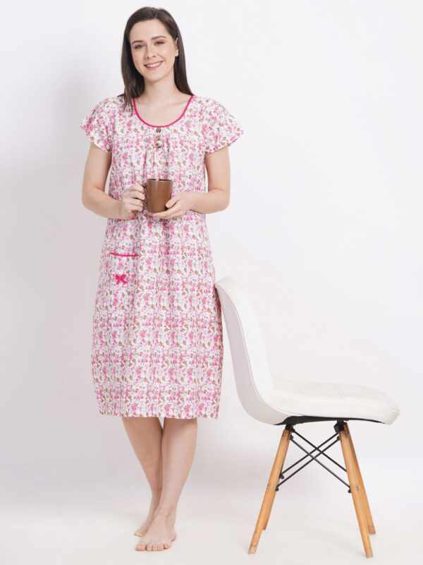 Breezly Woman's Long Short Calf Length Pure Cotton Nighty Multicolour - Image 5