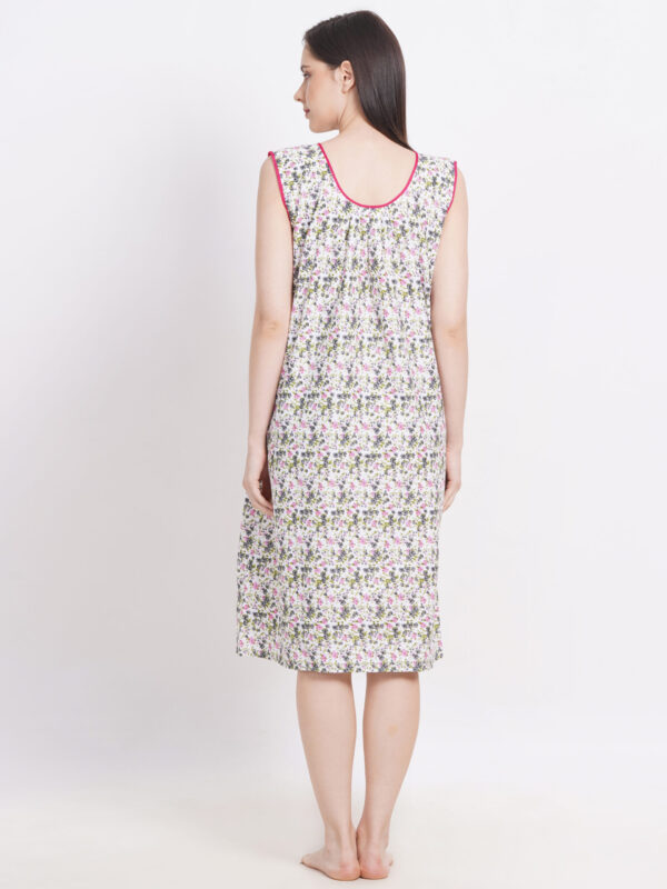 Breezly Woman's Long Short Calf Length Pure Cotton Nighty Green - Image 2