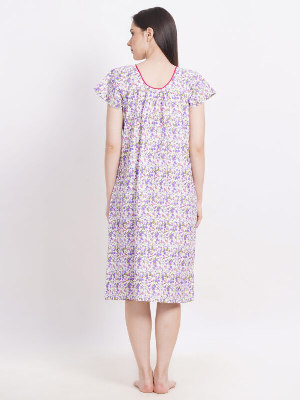 Breezly Woman's Long Short Calf Length Pure Cotton Nighty Multicolour - Image 2