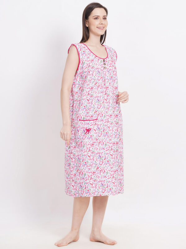 Breezly Long Short Calf Length Pure Cotton Nighty Red - Image 5