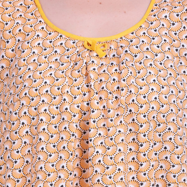 Woman Printed Sleeveless Nighty Pure Cotton (Light Orange) - Image 7