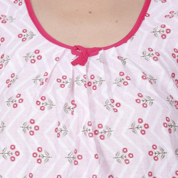 Woman Printed Sleeveless Short Nighty Pure Cotton (Baby Pink) - Image 6