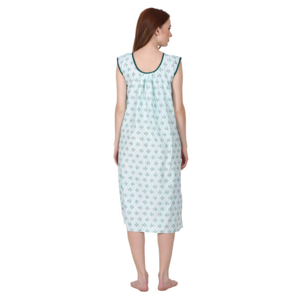 Woman Printed Sleeveless Short Nighty Pure Cotton (Sky Blue) - Image 2