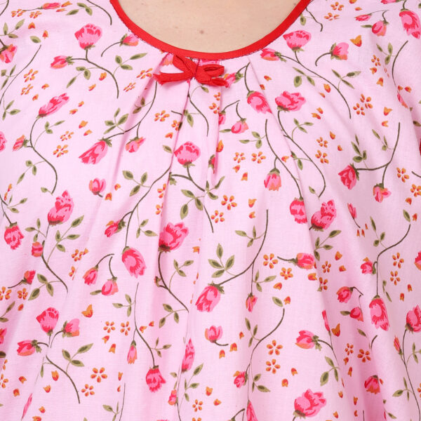 Woman Printed Sleeveless Nighty Pure Cotton (Pink) - Image 5