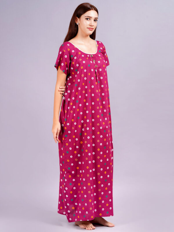 Breezly Women's Pure Cotton Rajwadi Jaipuri Regular Pink Nightdress Nighty - Image 6