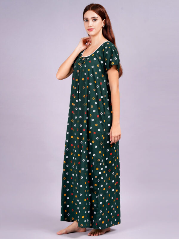 Breezly Women's Pure Cotton Rajwadi Jaipuri Regular Green Nightdress Nighty - Image 5