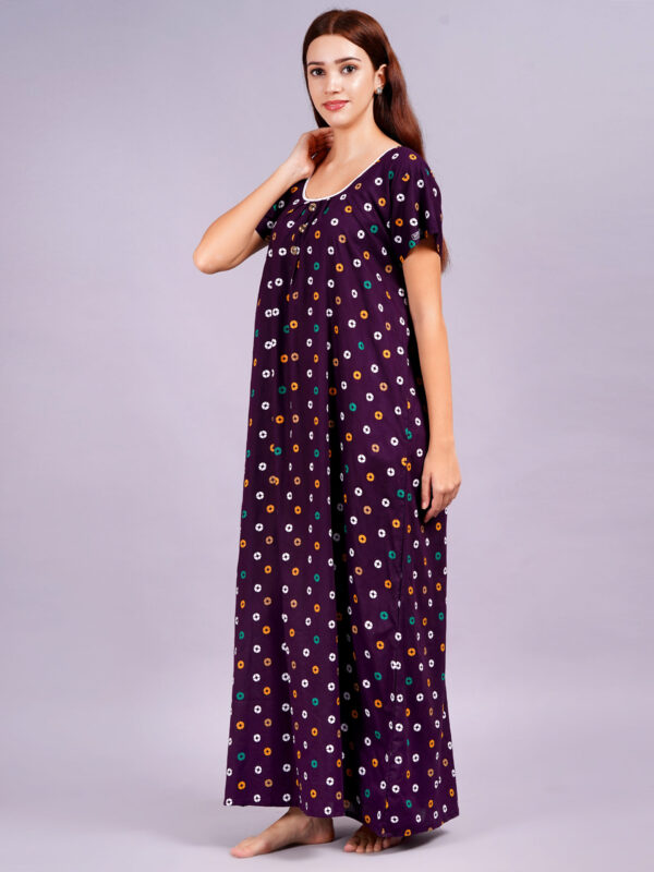 Breezly Women's Pure Cotton Rajwadi Jaipuri Regular Purple Nightdress Nighty - Image 5