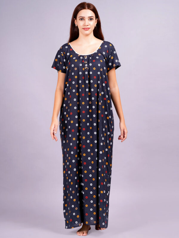 Breezly Women's Pure Cotton Rajwadi Jaipuri Regular Grey Nightdress Nighty - Image 4