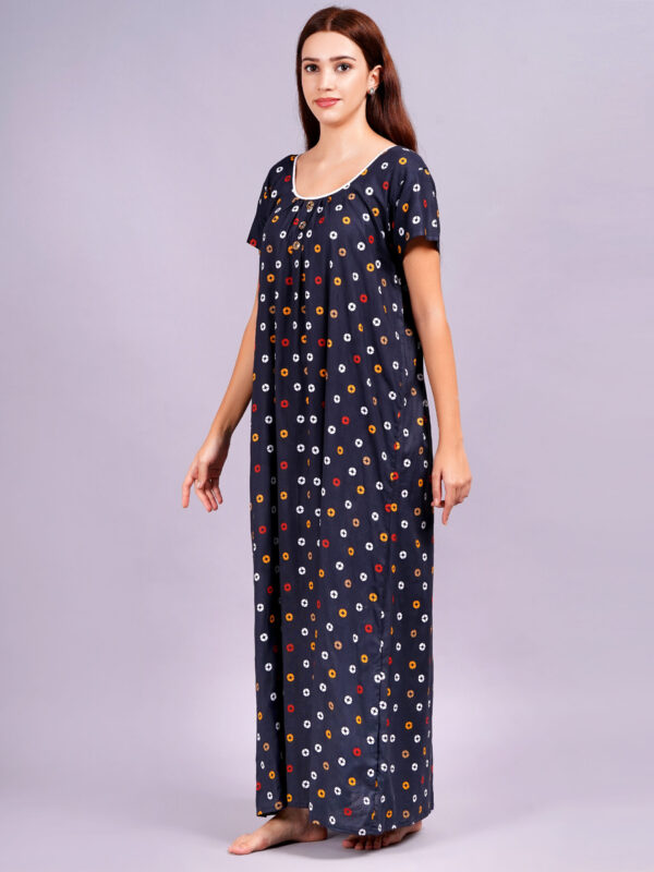Breezly Women's Pure Cotton Rajwadi Jaipuri Regular Grey Nightdress Nighty - Image 5