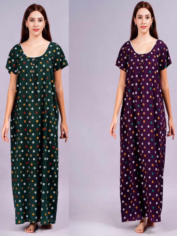 Breezly Women's Pure Cotton Combo Rajwadi Jaipuri Nightdress Nighty