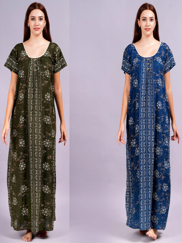 Breezly Women's Pure Cotton Combo Rajwadi Jaipuri Nightdress Nighty