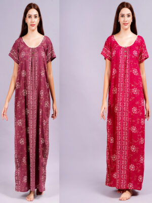 Breezly Women's Pure Cotton Combo Rajwadi Jaipuri Nightdress Nighty