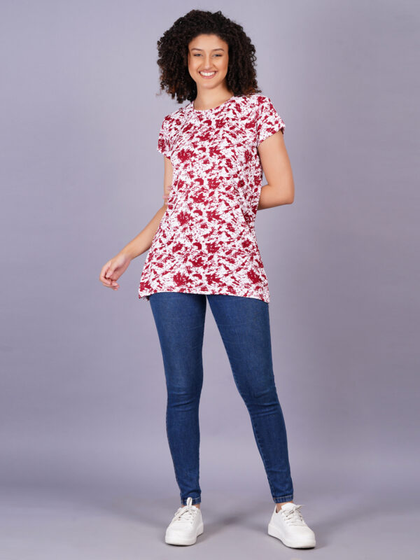 Breezly Woman's Regular Fit Stretchable Polyester Lycra T-Shirt Maroon - Image 2