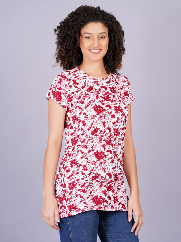 Breezly Woman's Regular Fit Stretchable Polyester Lycra T-Shirt Maroon - Image 5