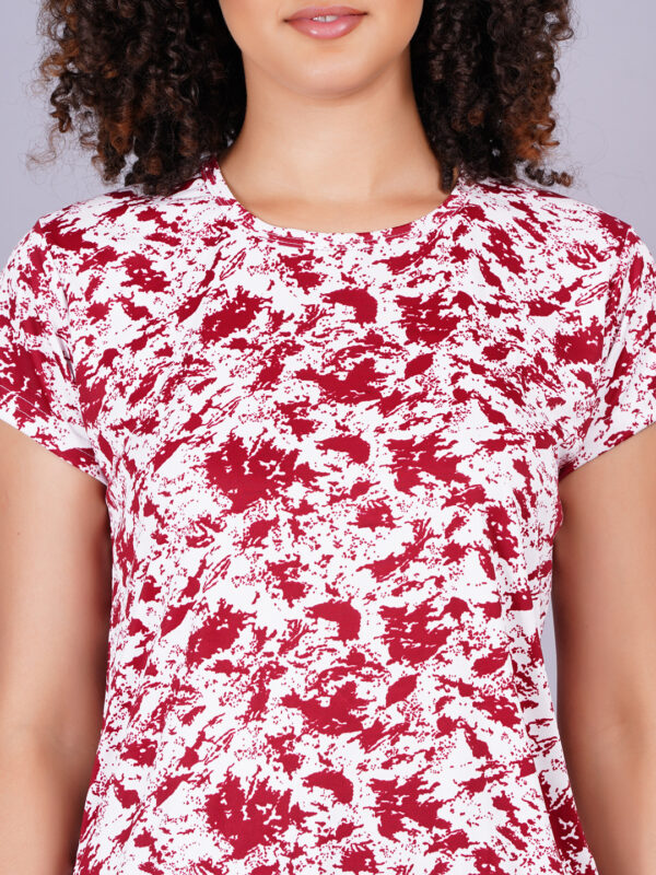Breezly Woman's Regular Fit Stretchable Polyester Lycra T-Shirt Maroon - Image 6