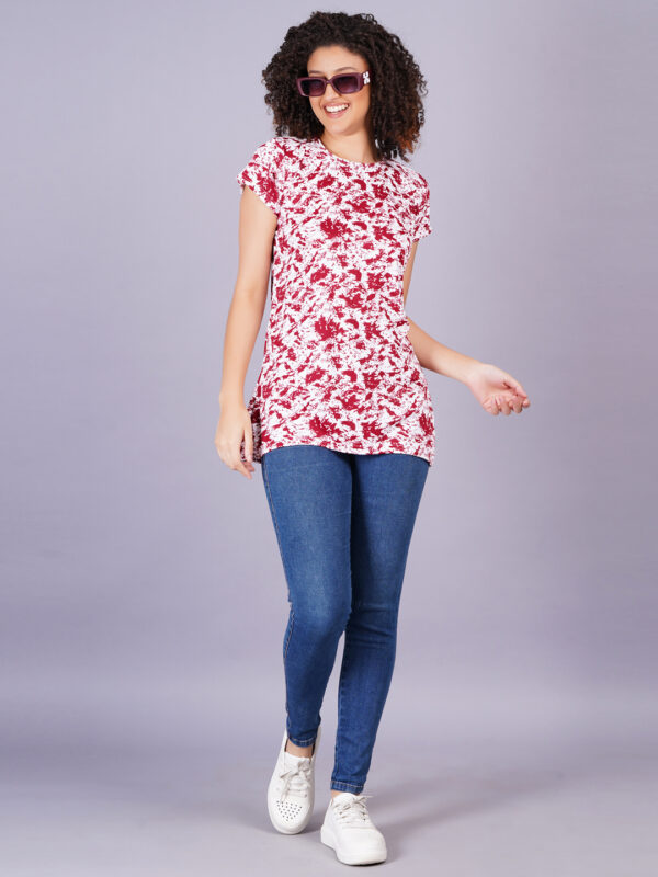 Breezly Woman's Regular Fit Stretchable Polyester Lycra T-Shirt Maroon