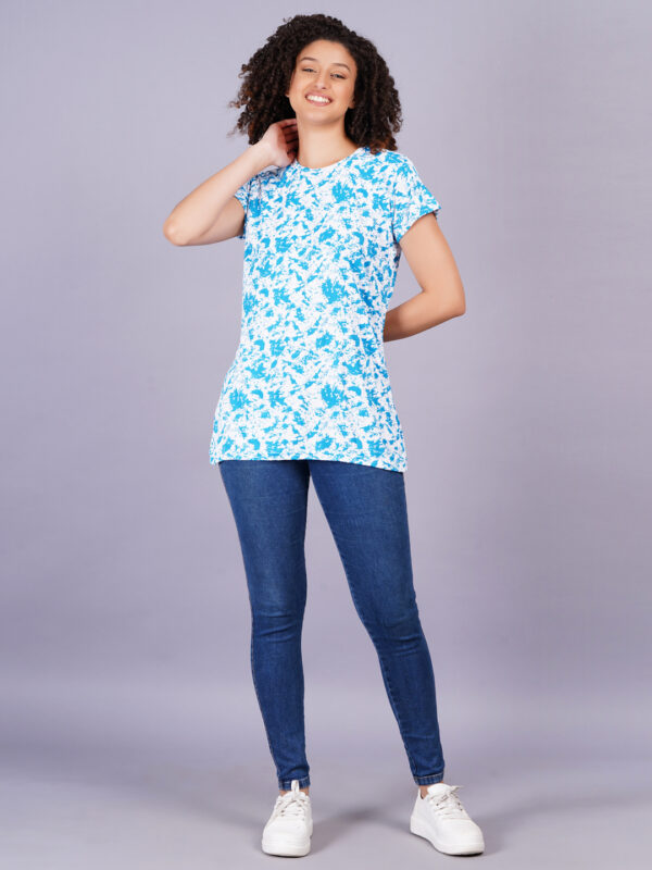 Breezly Woman's Regular Fit Stretchable Polyester Lycra T-Shirt Sky Blue - Image 2