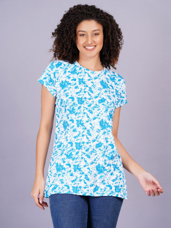 Breezly Woman's Regular Fit Stretchable Polyester Lycra T-Shirt Sky Blue - Image 3