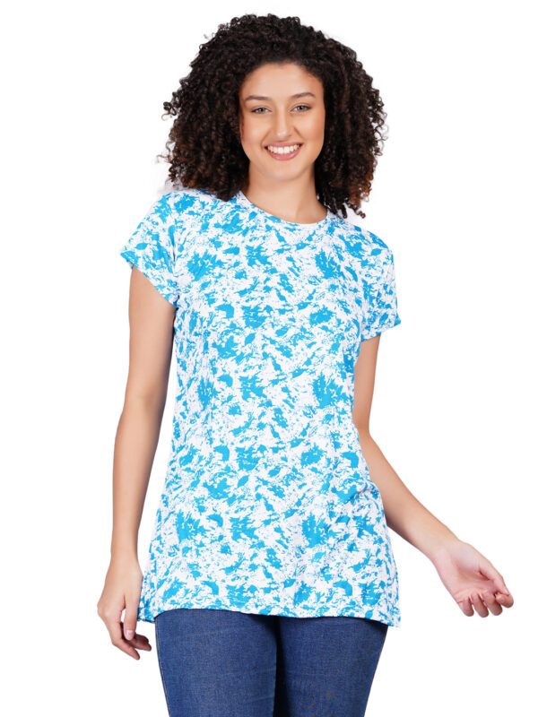 Breezly Woman's Regular Fit Stretchable Polyester Lycra T-Shirt Sky Blue - Image 4