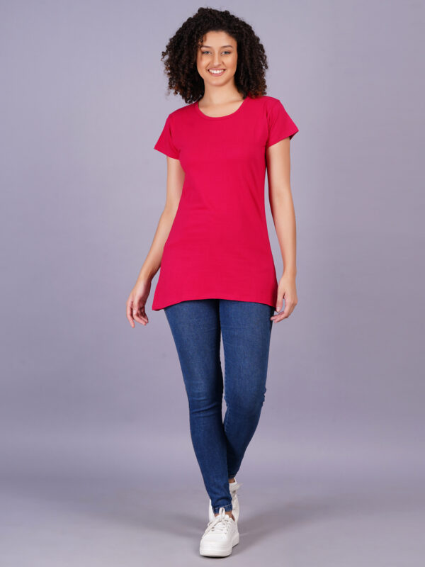 Breezly Woman's Regular Fit Pure Cotton Red T-Shirt - Image 2