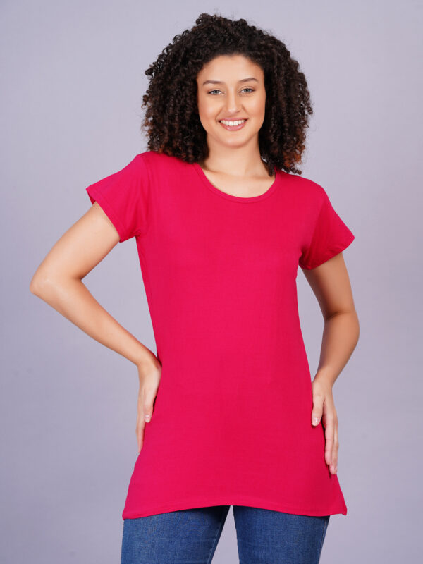 Breezly Woman's Regular Fit Pure Cotton Red T-Shirt - Image 3