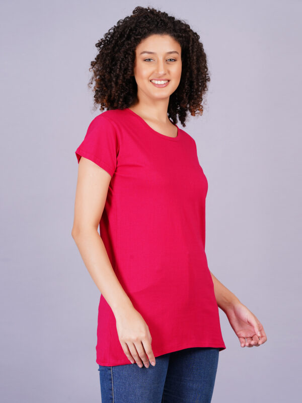 Breezly Woman's Regular Fit Pure Cotton Red T-Shirt - Image 5
