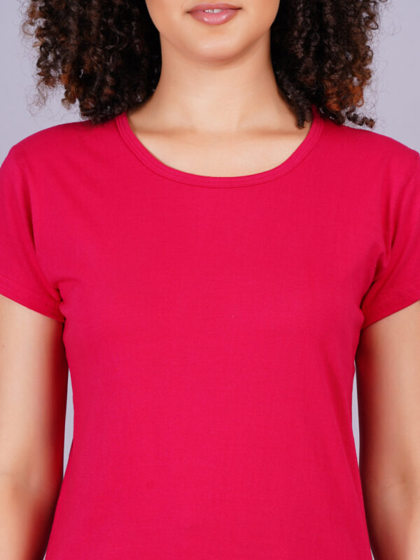 Breezly Woman's Regular Fit Pure Cotton Red T-Shirt - Image 6