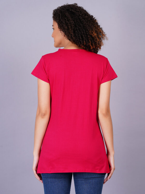 Breezly Woman's Regular Fit Pure Cotton Red T-Shirt - Image 7