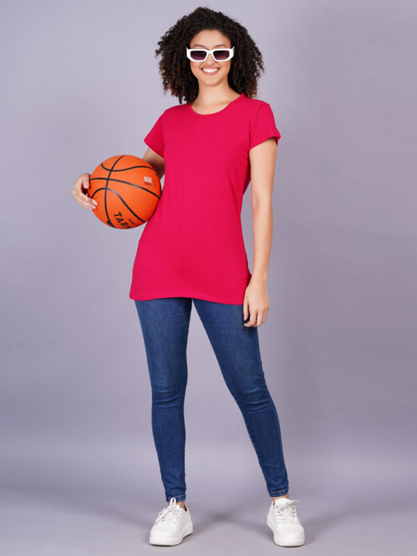 Breezly Woman's Regular Fit Pure Cotton Red T-Shirt