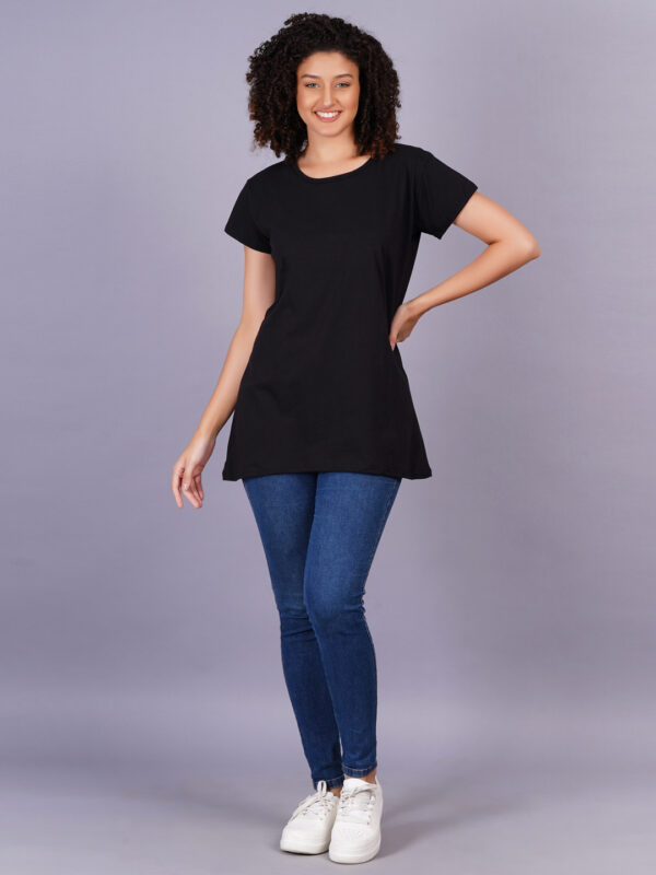 Breezly Woman's Regular Fit Pure Cotton Black T-Shirt - Image 7