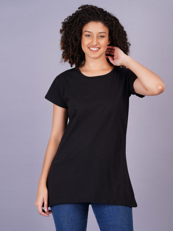 Breezly Woman's Regular Fit Pure Cotton Black T-Shirt - Image 6