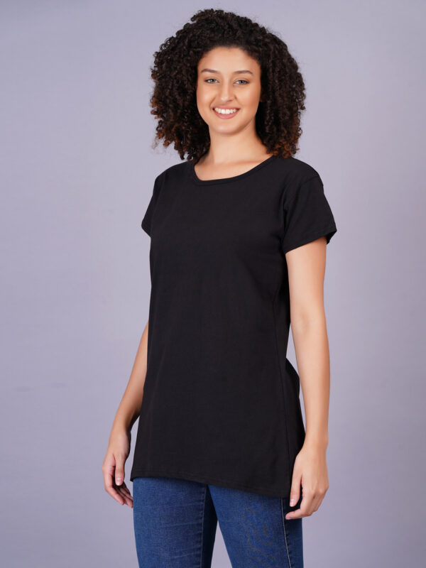 Breezly Woman's Regular Fit Pure Cotton Black T-Shirt - Image 5