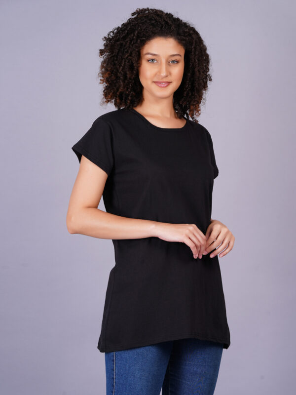 Breezly Woman's Regular Fit Pure Cotton Black T-Shirt - Image 4