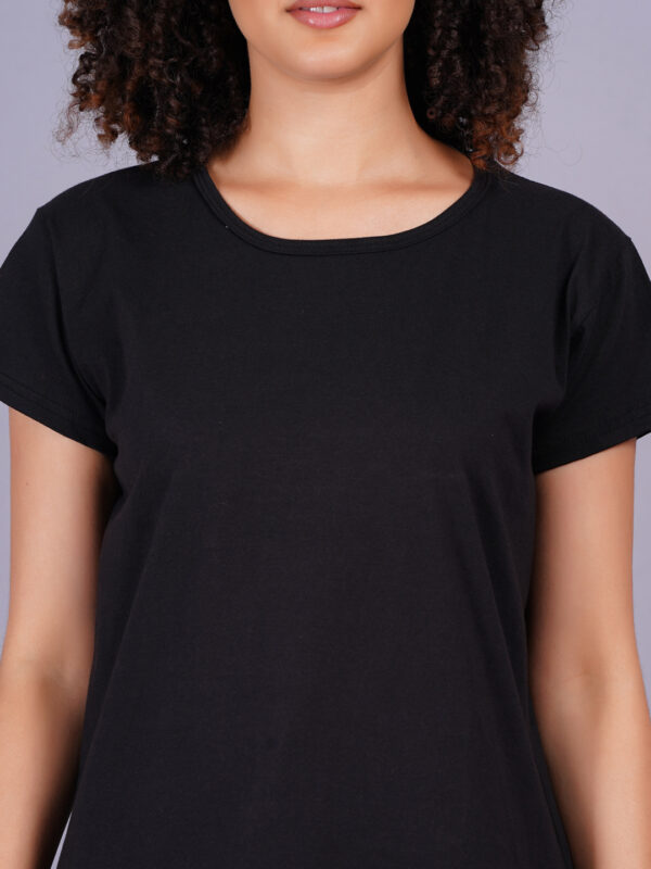 Breezly Woman's Regular Fit Pure Cotton Black T-Shirt - Image 3