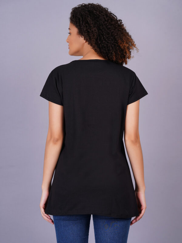 Breezly Woman's Regular Fit Pure Cotton Black T-Shirt - Image 2