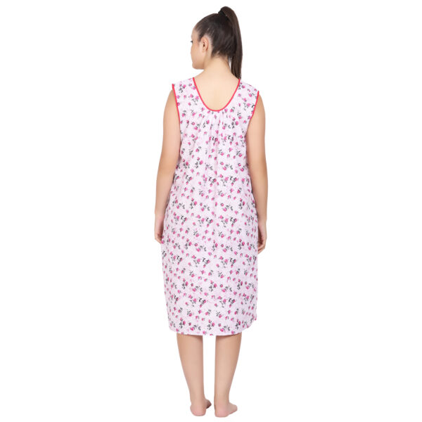 Breezly Woman's Long Short Calf Length Pure Cotton Nighty Rani Color - Image 7